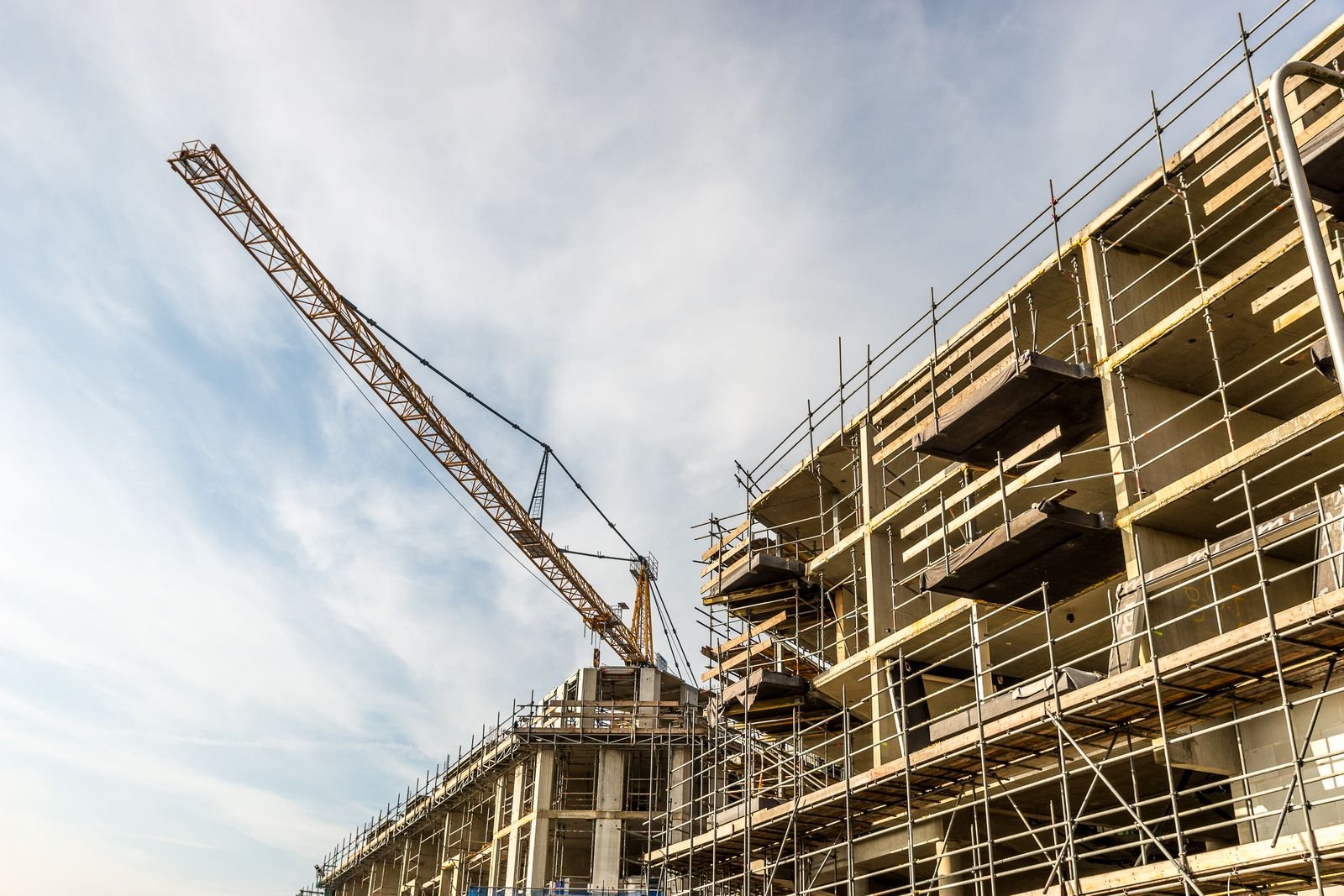 Construction site with crane and scaffolding