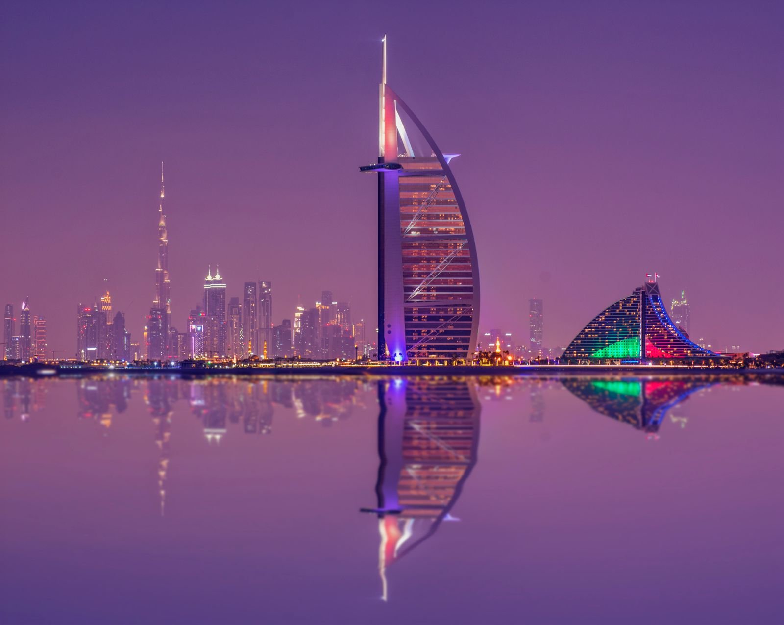 Luxury hotel skyline at dusk